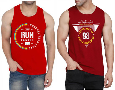 WOOSTRO Printed, Typography Men Scoop Neck Red, Maroon T-Shirt