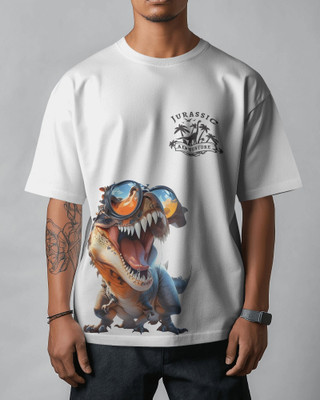Mammoth Street Wear Printed Men Round Neck White T-Shirt