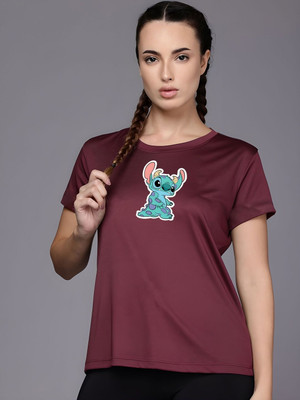Moda Rapido Graphic Print Women Round Neck Maroon T-Shirt