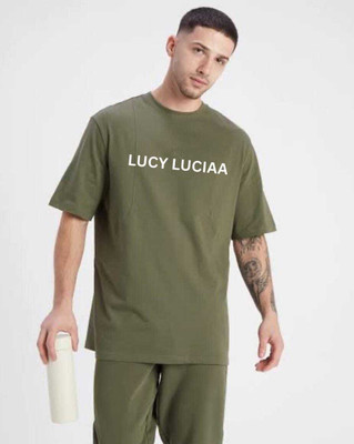 Lucyluciaa Printed Men Round Neck Dark Green T-Shirt