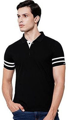 WEAR YOUR OPINION Solid Men Polo Neck Black T-Shirt