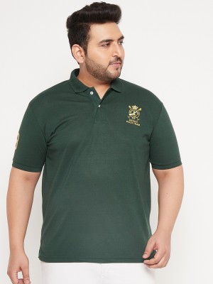 The Million Club Solid Men Polo Neck Green T-Shirt