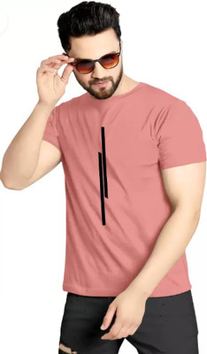 FABVIO PLUS Printed Men Round Neck Pink T-Shirt