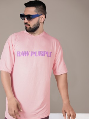 Raw Purple Graphic Print Men Round Neck Pink T-Shirt