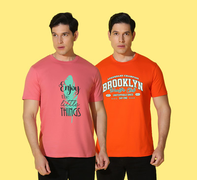 WOOSTRO Typography, Printed Men Round Neck Multicolor T-Shirt