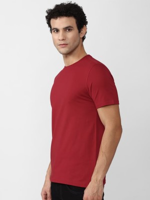 London Crew Solid Men Round Neck Maroon T-Shirt