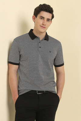 Allen Solly Printed Men Polo Neck Grey T-Shirt