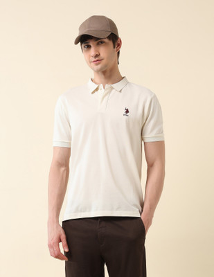 U.S. POLO ASSN. Solid Men Polo Neck White T-Shirt