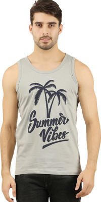 JUGULAR Printed Men Scoop Neck Grey T-Shirt