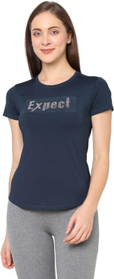 Laasa Sports Printed Women Round Neck Blue T-Shirt