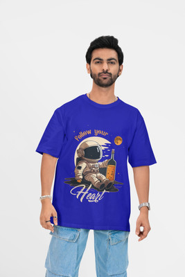 Stylewill Graphic Print Men Round Neck Blue T-Shirt