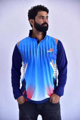 PSAJRCY Printed Men Polo Neck Blue T-Shirt
