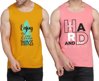 WOOSTRO Typography Men Scoop Neck Yellow, White, Pink T-Shirt