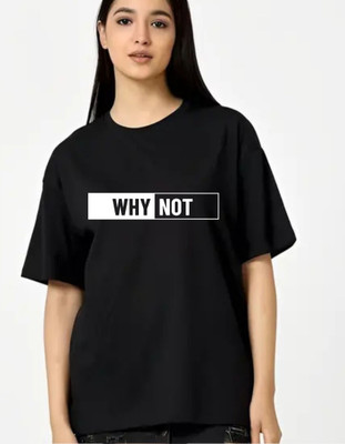 fashnobic Printed Women Round Neck Black T-Shirt