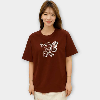 Fluffy Enterprises Printed Women Round Neck Brown T-Shirt