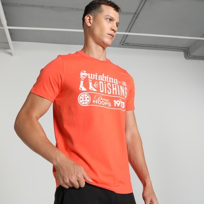 PUMA Printed Men Round Neck Orange T-Shirt