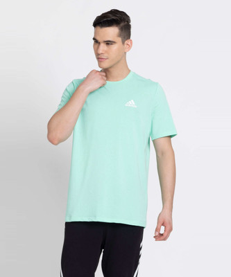 ADIDAS Printed Men Round Neck Green T-Shirt