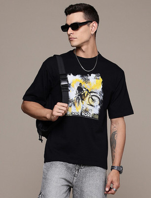 Roadster Graphic Print Men Round Neck Black T-Shirt