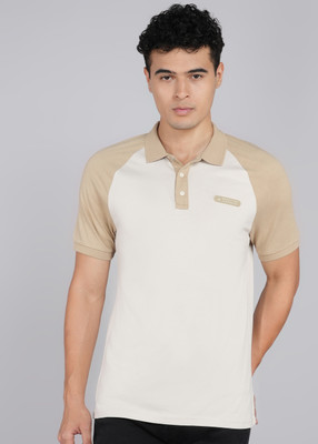 United Colors of Benetton Colorblock Men Polo Neck Beige T-Shirt