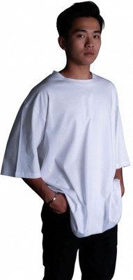 R World Solid Men Round Neck White T-Shirt