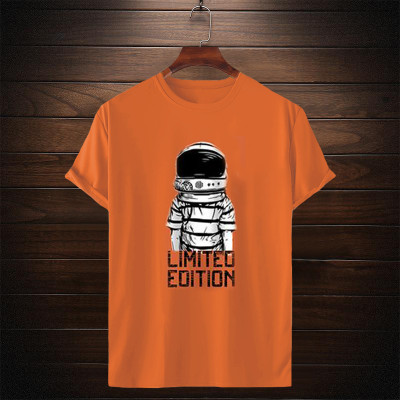 Try This Typography Men Round Neck Orange T-Shirt