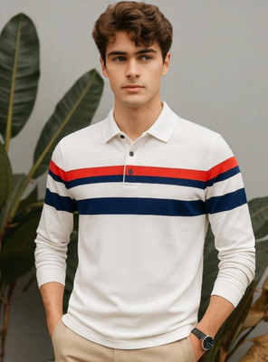 Autna Solid Men Polo Neck White T-Shirt