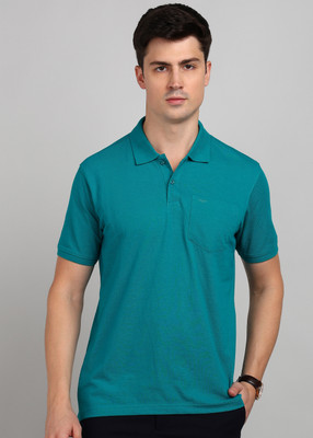 PARK AVENUE Solid Men Polo Neck Dark Blue T-Shirt