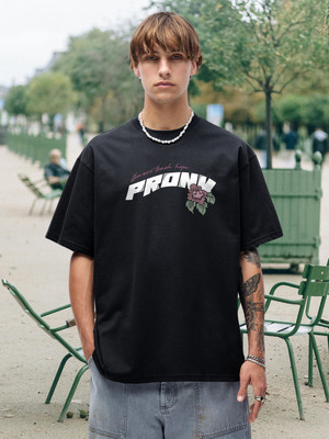 Pronk Graphic Print Men Round Neck Black T-Shirt