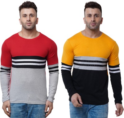 WRODSS Striped Men Round Neck Multicolor T-Shirt