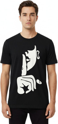 DOMZ Graphic Print Men Round Neck Black T-Shirt