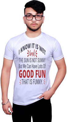 NITYANAND CREATIONS Graphic Print Men Round Neck White T-Shirt