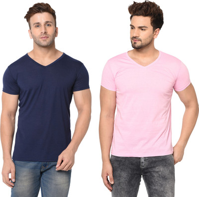 Moordale Fab Solid Men V Neck Multicolor T-Shirt