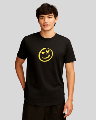 Sun N Summer Graphic Print Men Round Neck Black T-Shirt