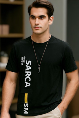 Autna Printed Men Round Neck Black T-Shirt