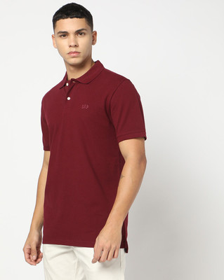 GAP Solid Men Polo Neck Purple T-Shirt