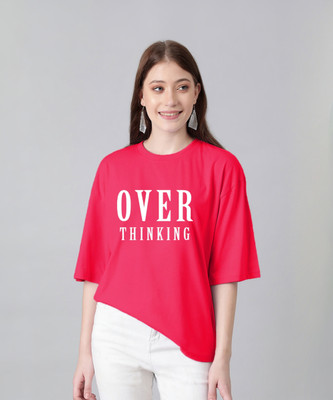 KOTTY Typography Women Round Neck Pink T-Shirt
