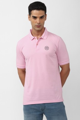 PETER ENGLAND Solid Men Polo Neck Pink T-Shirt