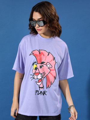 Tokyo Talkies Printed Women Round Neck Purple T-Shirt