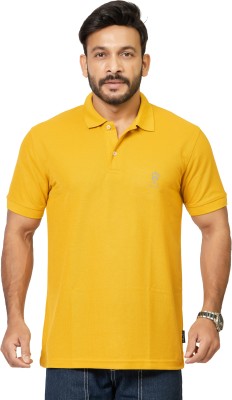 Jeiri Solid Men Polo Neck Yellow T-Shirt