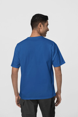 Incrroect Solid Men Round Neck Blue T-Shirt