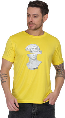 StutiUnique Graphic Print Men Round Neck Yellow T-Shirt