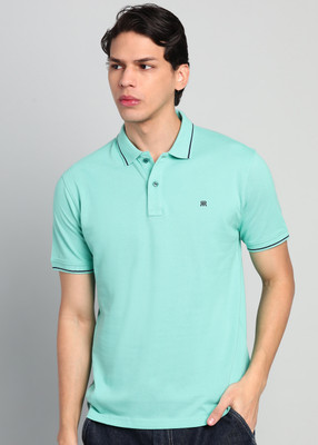 Raymond Solid Men Polo Neck Light Green T-Shirt
