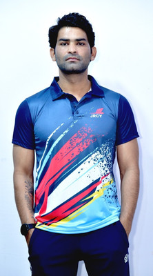 PSAJRCY Printed Men Polo Neck Blue T-Shirt