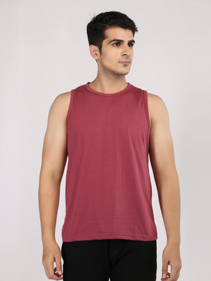 ETC Solid Men Round Neck Pink T-Shirt