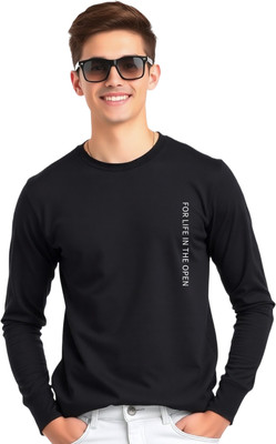 UrGear Printed Men Round Neck Black T-Shirt