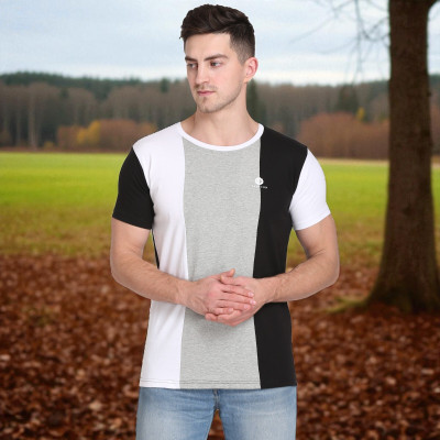 FARICON Colorblock Men Round Neck Multicolor T-Shirt