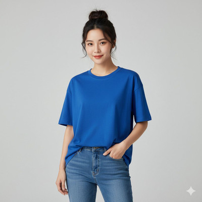UrGear Solid Women Round Neck Blue T-Shirt