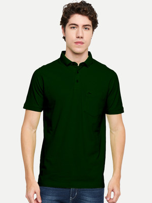 Mudo Solid Men Polo Neck Green T-Shirt