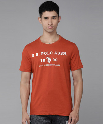 U.S. POLO ASSN. Typography Men Round Neck Red T-Shirt