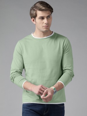 THE DRY STATE Solid Men Round Neck Light Green T-Shirt